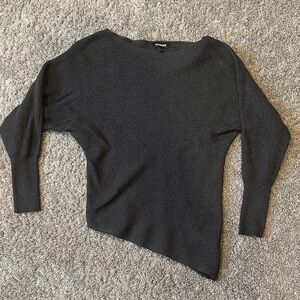 Express Women's Asymmetrical Dark Gray Sweater